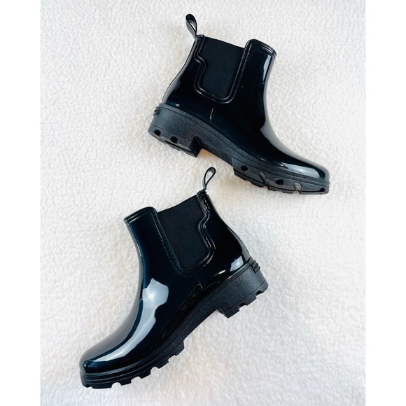 FRENCH CONNECTION • Black Chelsea Ankle Rain Boots - Picture 15 of 16